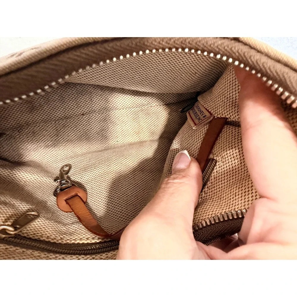 Dooney & Bourke Brown Monogram Shoulder Bag with Tan Trim